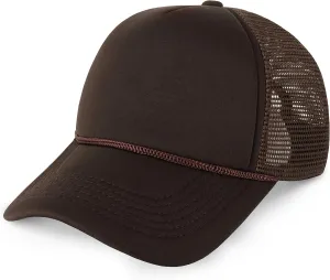 Classic Foam Trucker Hat Summer Mesh Rope Cap Solid Two Toned Blank Hat for Mens Womens Adjustable Strap Light Weight