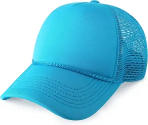 Classic Foam Trucker Hat Summer Mesh Rope Cap Solid Two Toned Blank Hat for Mens Womens Adjustable Strap Light Weight
