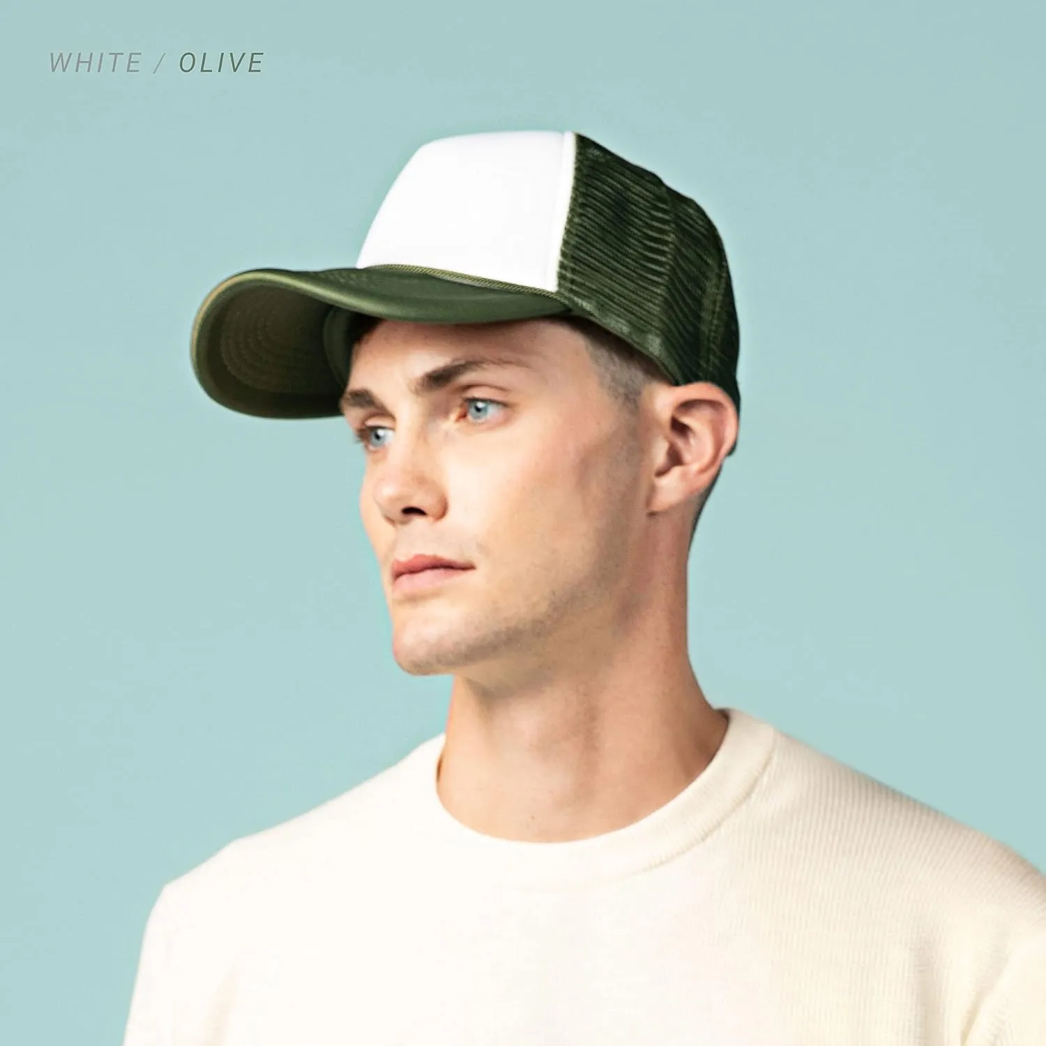 Classic Foam Trucker Hat Summer Mesh Rope Cap Solid Two Toned Blank Hat for Mens Womens Adjustable Strap Light Weight