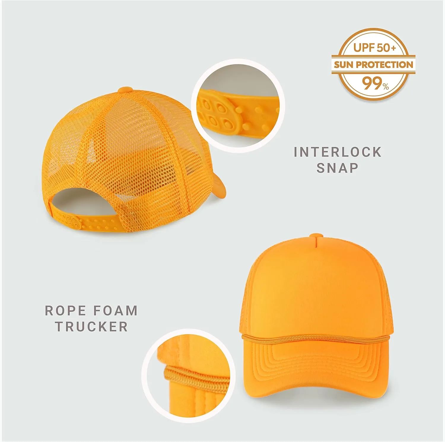 Classic Foam Trucker Hat Summer Mesh Rope Cap Solid Two Toned Blank Hat for Mens Womens Adjustable Strap Light Weight