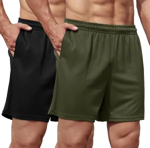 COOFANDY Men's 2 Pack Gym Workout Shorts 5 Inch Mesh Athletic Shorts Quick Dry Running Shorts with Pockets