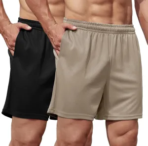 COOFANDY Men's 2 Pack Gym Workout Shorts 5 Inch Mesh Athletic Shorts Quick Dry Running Shorts with Pockets