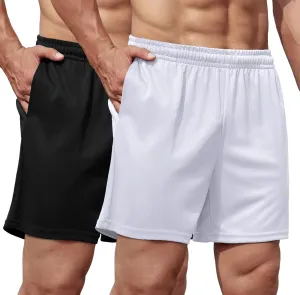 COOFANDY Men's 2 Pack Gym Workout Shorts 5 Inch Mesh Athletic Shorts Quick Dry Running Shorts with Pockets