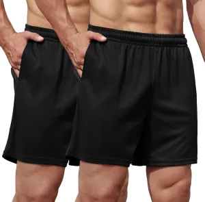 COOFANDY Men's 2 Pack Gym Workout Shorts 5 Inch Mesh Athletic Shorts Quick Dry Running Shorts with Pockets