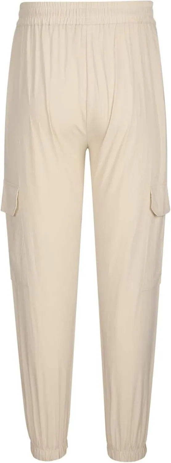 Cotton Linen Cargo Joggers for Men Loose Fit Workout Running Trousers Elastic Waist Drawstring Yoga Beach Sweatpants