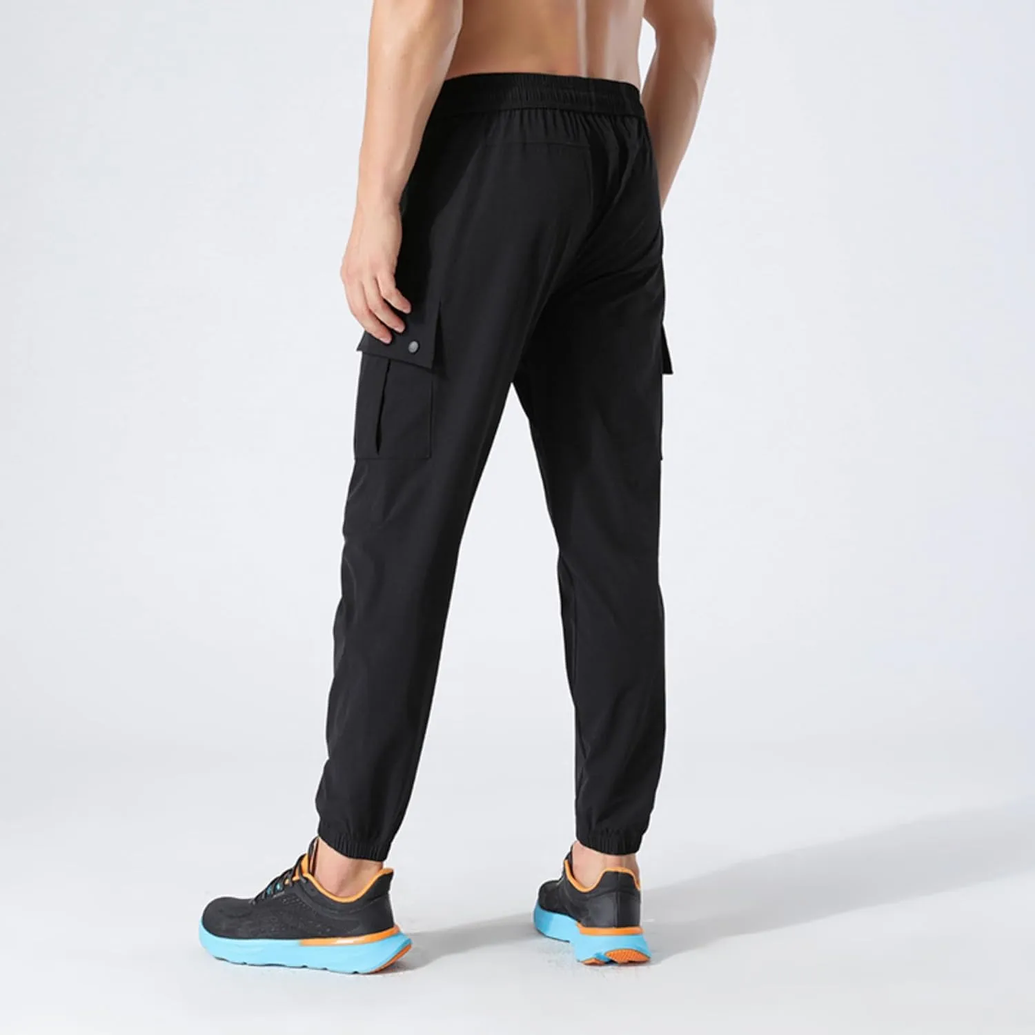 Cotton Linen Cargo Joggers for Men Loose Fit Workout Running Trousers Elastic Waist Drawstring Yoga Beach Sweatpants