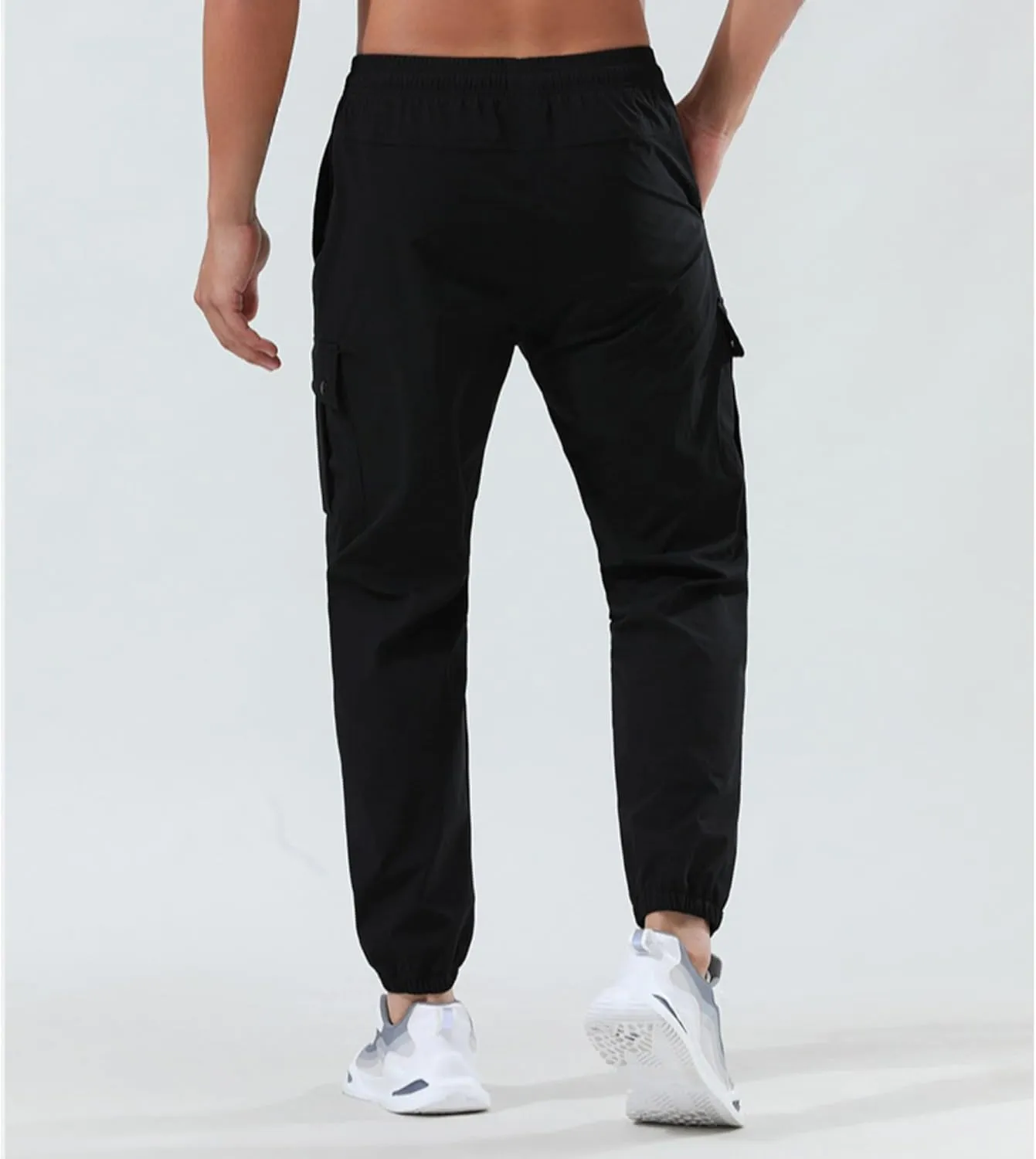 Cotton Linen Cargo Joggers for Men Loose Fit Workout Running Trousers Elastic Waist Drawstring Yoga Beach Sweatpants