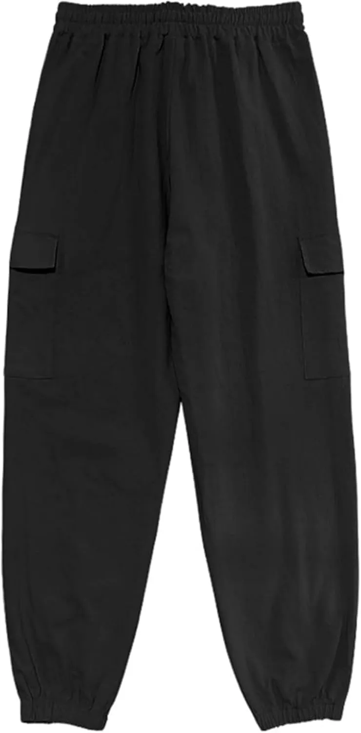 Cotton Linen Cargo Joggers for Men Loose Fit Workout Running Trousers Elastic Waist Drawstring Yoga Beach Sweatpants