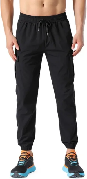 Cotton Linen Cargo Joggers for Men Loose Fit Workout Running Trousers Elastic Waist Drawstring Yoga Beach Sweatpants
