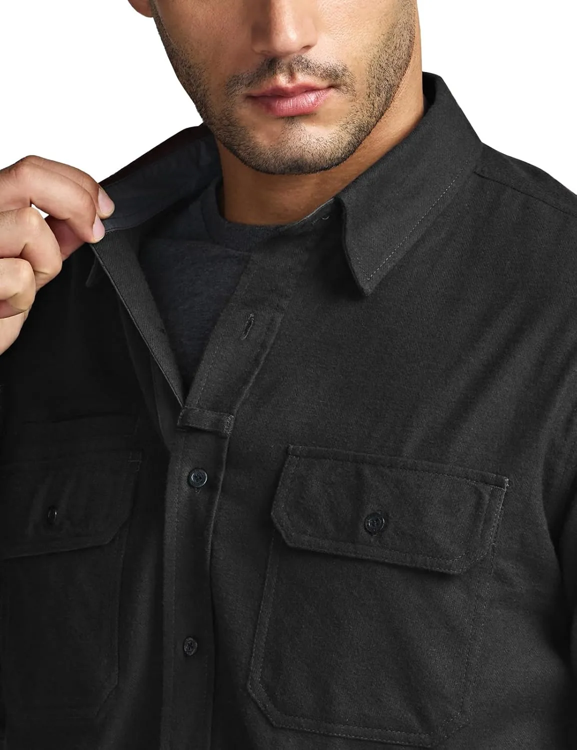 CQR Men's All Cotton Flannel Shirt, Long Sleeve Casual Button Down Plaid Shirt, Brushed Soft Outdoor Tactical Work Shirts