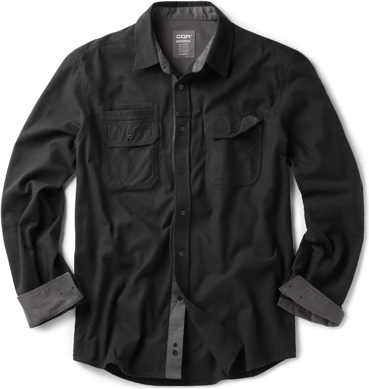 CQR Men's All Cotton Flannel Shirt, Long Sleeve Casual Button Down Plaid Shirt, Brushed Soft Outdoor Tactical Work Shirts