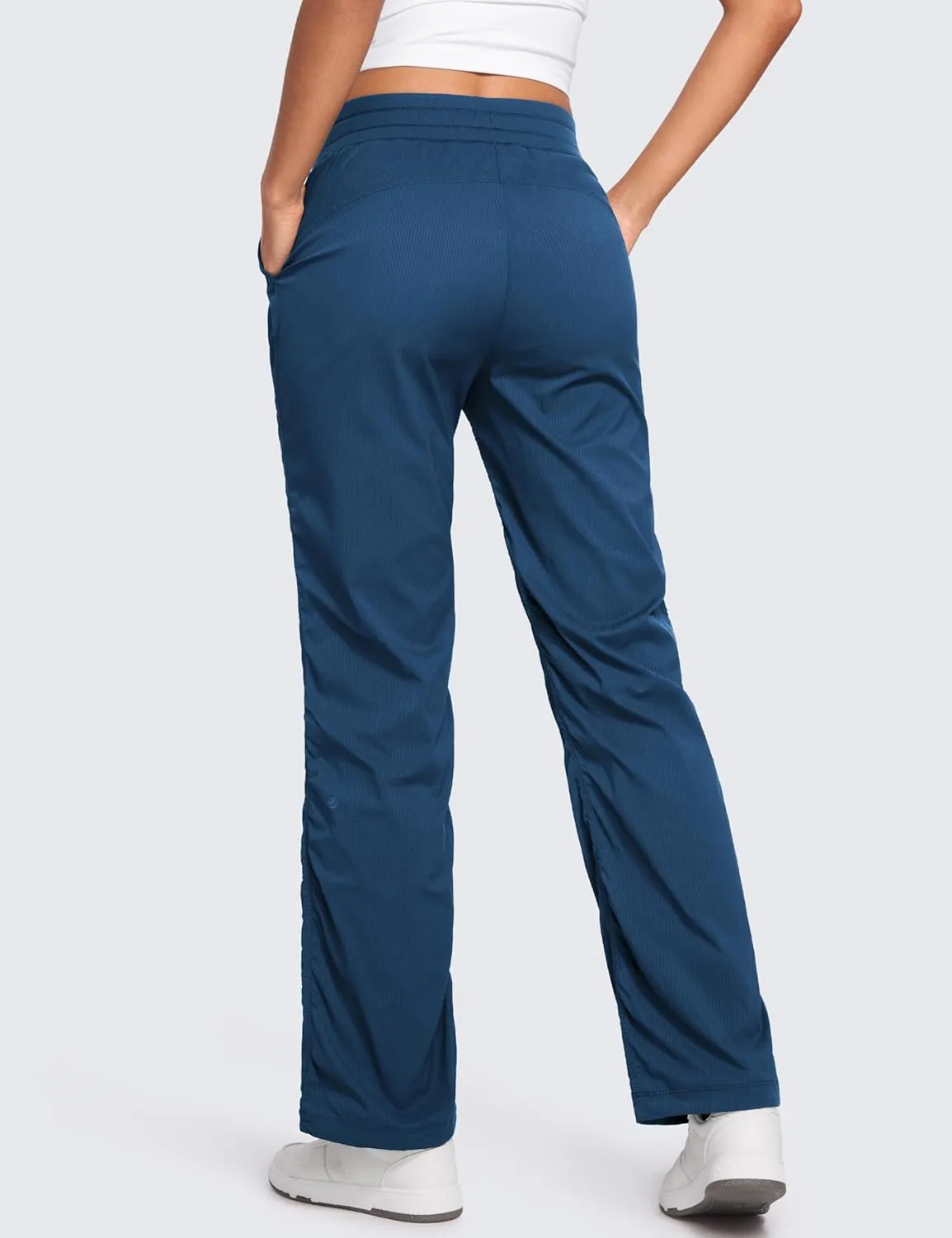 CRZ YOGA Lightweight Straight Leg Workout Pants for Women Casual Ruched Work Gym Athletic Joggers with Pockets