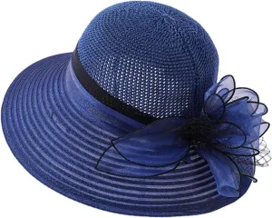 Derby Hat Church Dress for Women Tea Party Church Wedding Fascinator Hat Veil Wide Brim Bowler Hat Sun Hats
