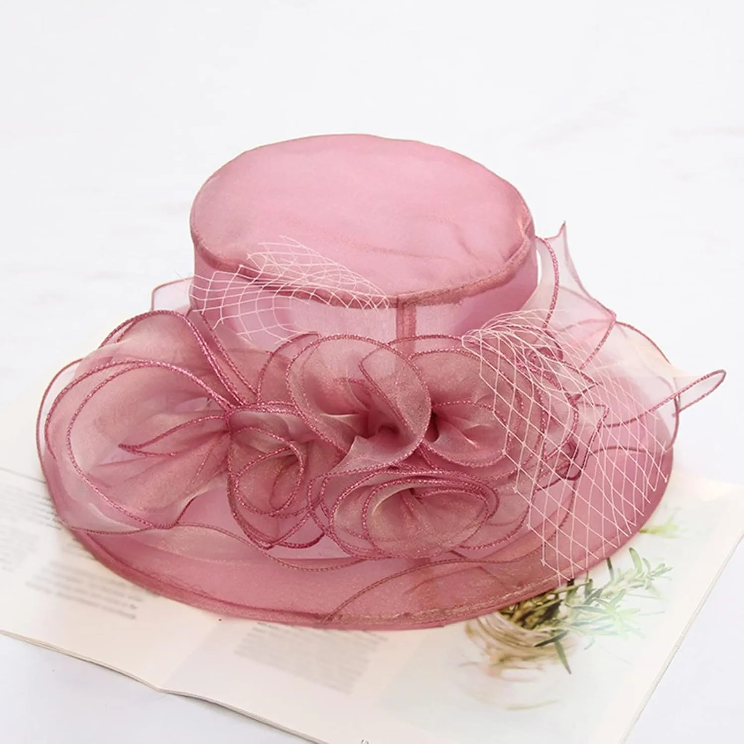Derby Pillbox Wide Brim Church Hat Tea Party Fascinator Hat for Women for 𝙲ocktail Wedding 2025
