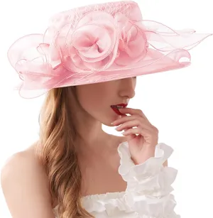 Derby Pillbox Wide Brim Church Hat Tea Party Fascinator Hat for Women for 𝙲ocktail Wedding 2025