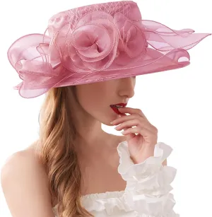 Derby Pillbox Wide Brim Church Hat Tea Party Fascinator Hat for Women for 𝙲ocktail Wedding 2025
