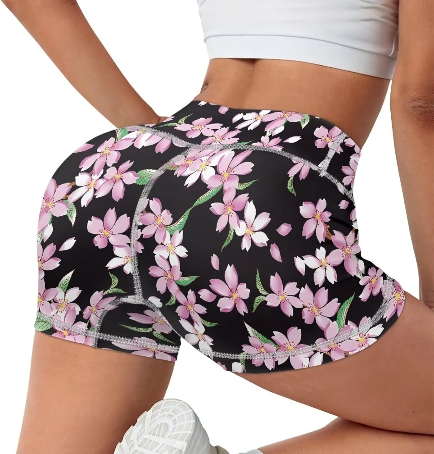 Dreaweet High Waist Biker Shorts for Women with Pockets 10" Soft Stretch Yoga Athletic Running Workout Shorts
