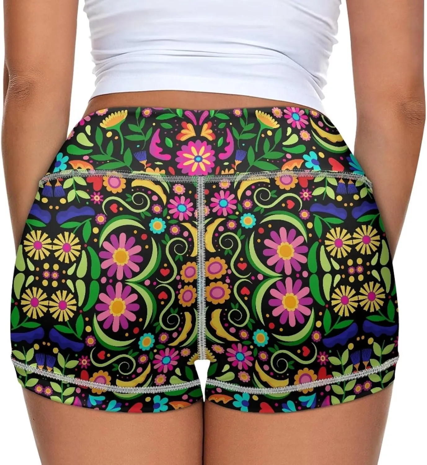 Dreaweet High Waist Biker Shorts for Women with Pockets 10" Soft Stretch Yoga Athletic Running Workout Shorts