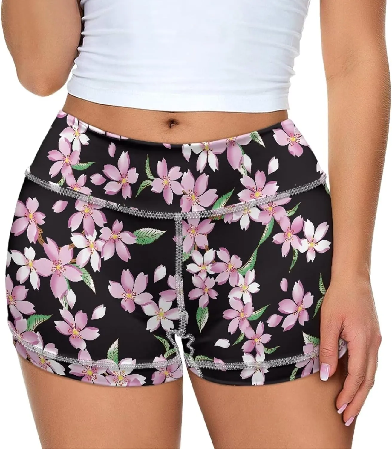 Dreaweet High Waist Biker Shorts for Women with Pockets 10" Soft Stretch Yoga Athletic Running Workout Shorts