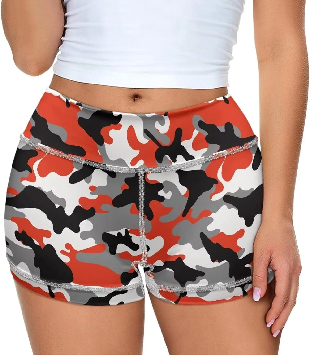 Dreaweet High Waist Biker Shorts for Women with Pockets 10" Soft Stretch Yoga Athletic Running Workout Shorts