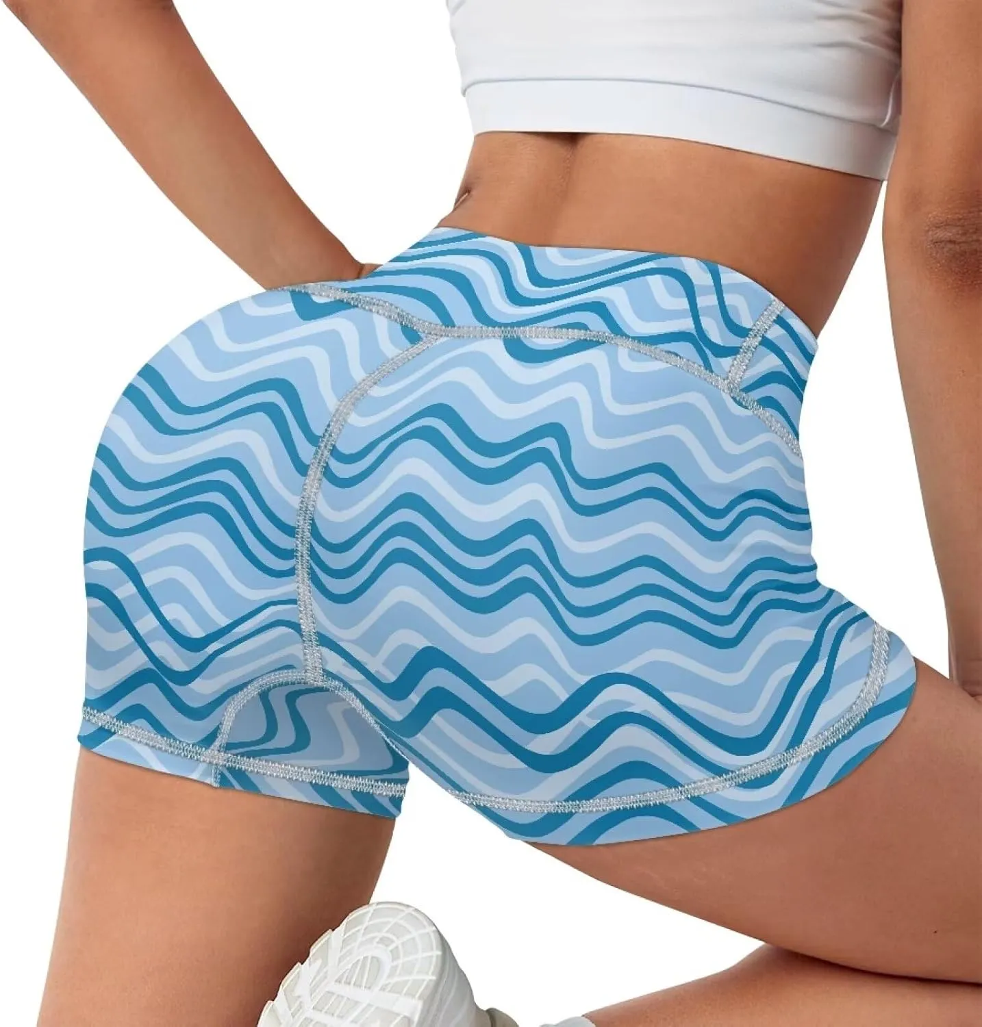 Dreaweet High Waist Biker Shorts for Women with Pockets 10" Soft Stretch Yoga Athletic Running Workout Shorts