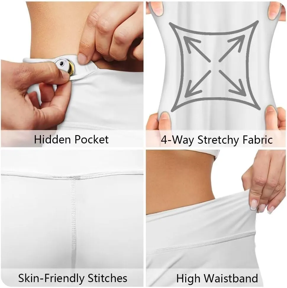 Dreaweet High Waist Biker Shorts for Women with Pockets 10" Soft Stretch Yoga Athletic Running Workout Shorts