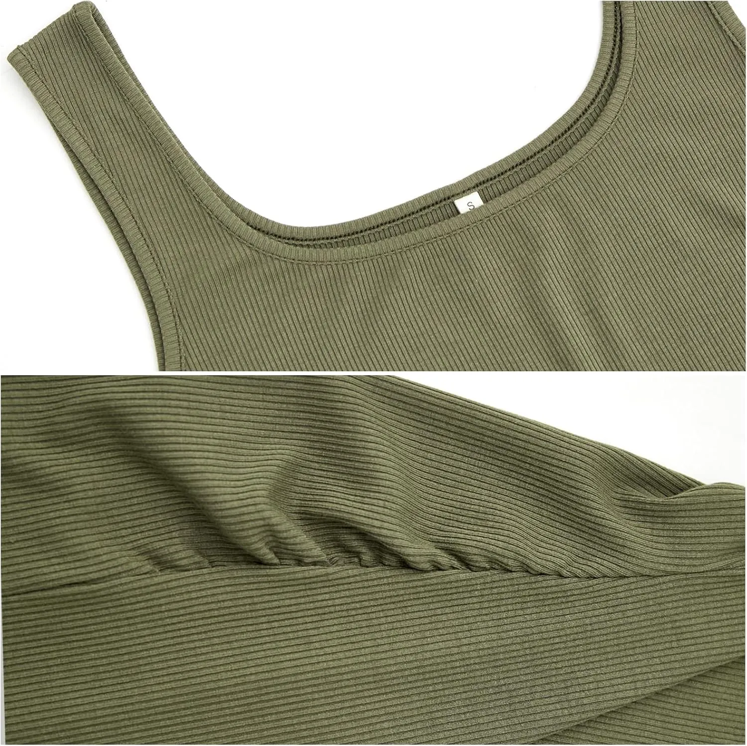 Ecavus Women's Maternity Tank Top 3 Pack Square Neck Ruched Side Soft Stretch Ribbed Comfortable Basic Shirt