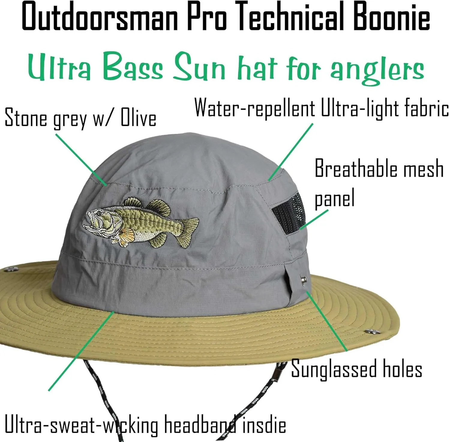 EDTREK Outdoorsman Pro Sun Hat with Sunglasses Holes for Fishing Hiking Cowboy Boonie Camo Hunting Hat