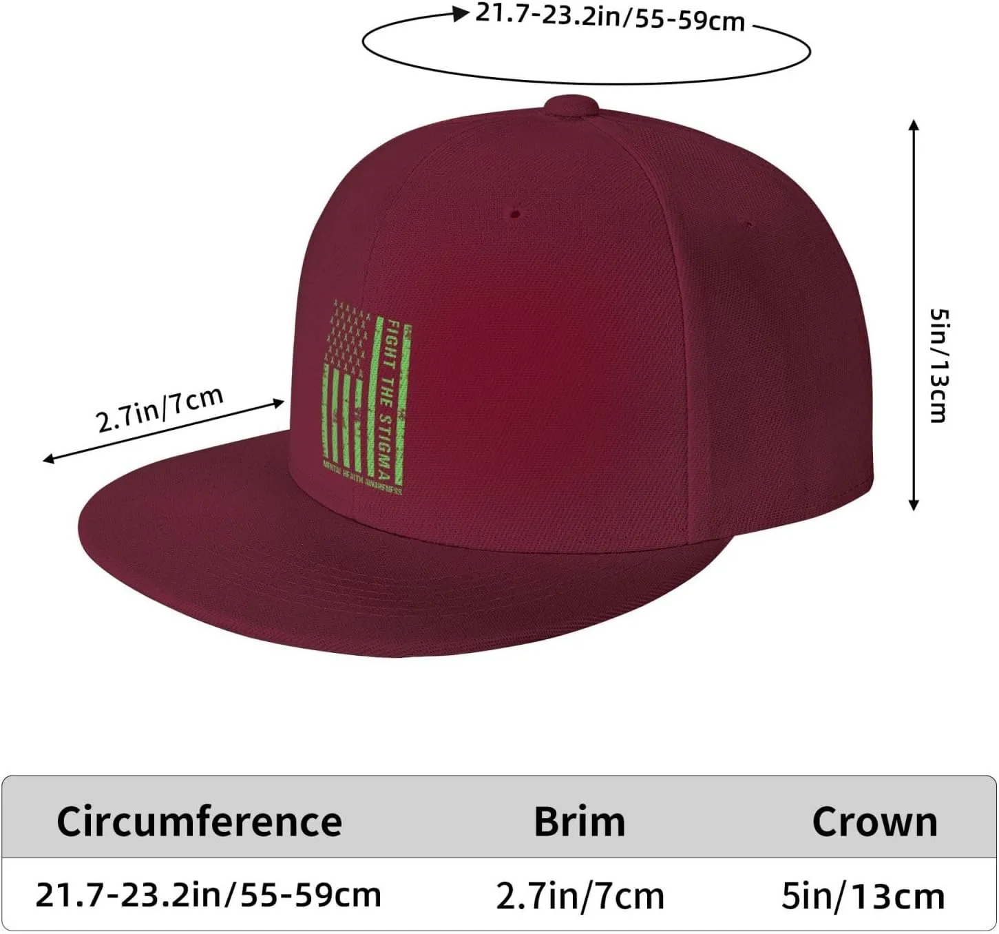 End The Stigma Mental Health Awareness American Flag Trucker Hat for Men Snapback Hats Baseball Cap Flat Brim Hats
