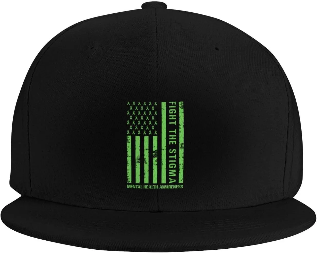 End The Stigma Mental Health Awareness American Flag Trucker Hat for Men Snapback Hats Baseball Cap Flat Brim Hats