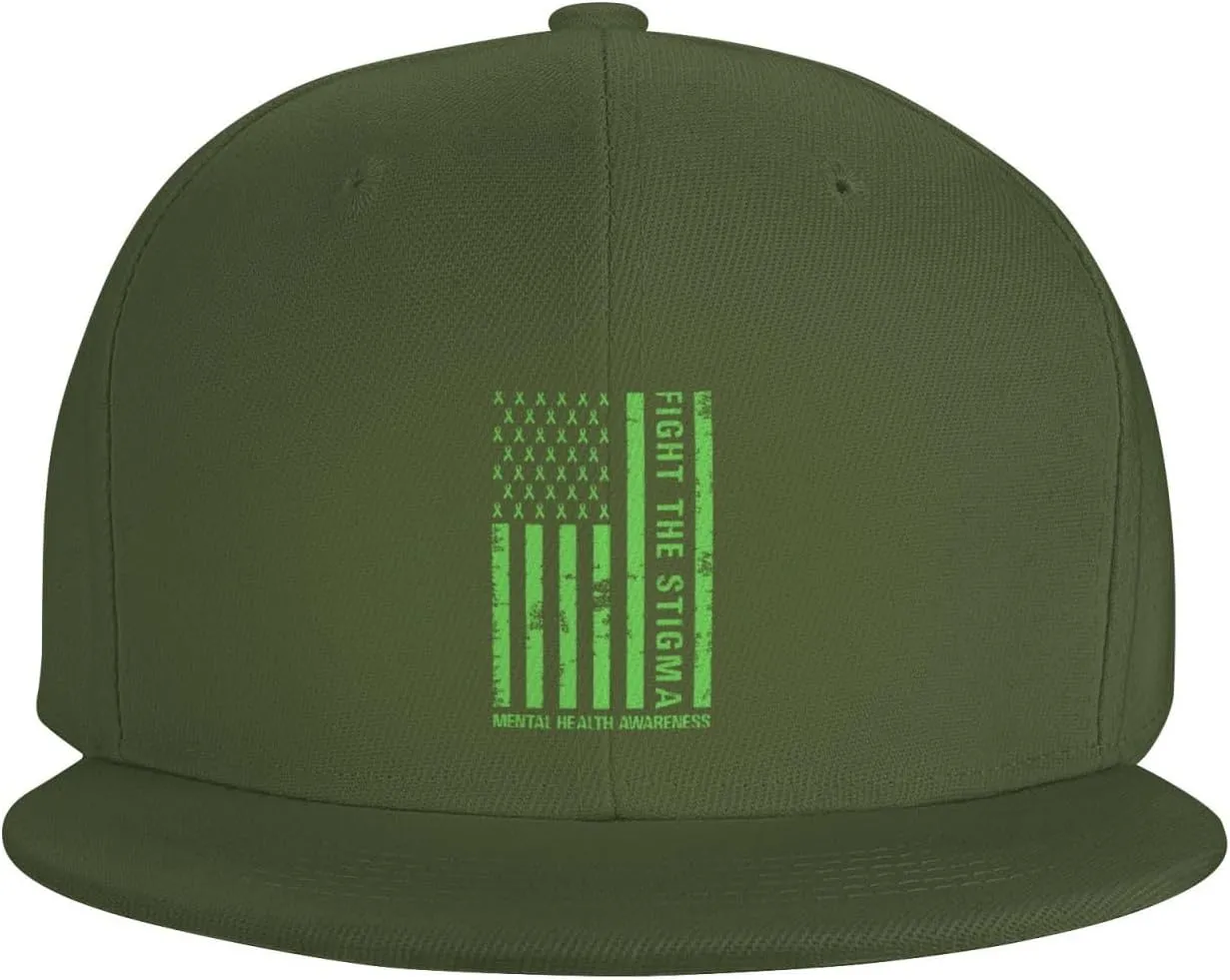 End The Stigma Mental Health Awareness American Flag Trucker Hat for Men Snapback Hats Baseball Cap Flat Brim Hats
