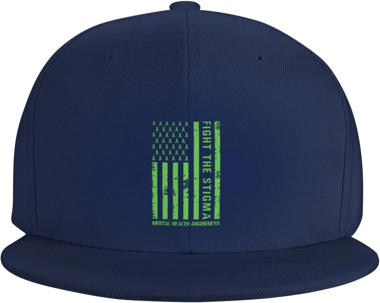 End The Stigma Mental Health Awareness American Flag Trucker Hat for Men Snapback Hats Baseball Cap Flat Brim Hats