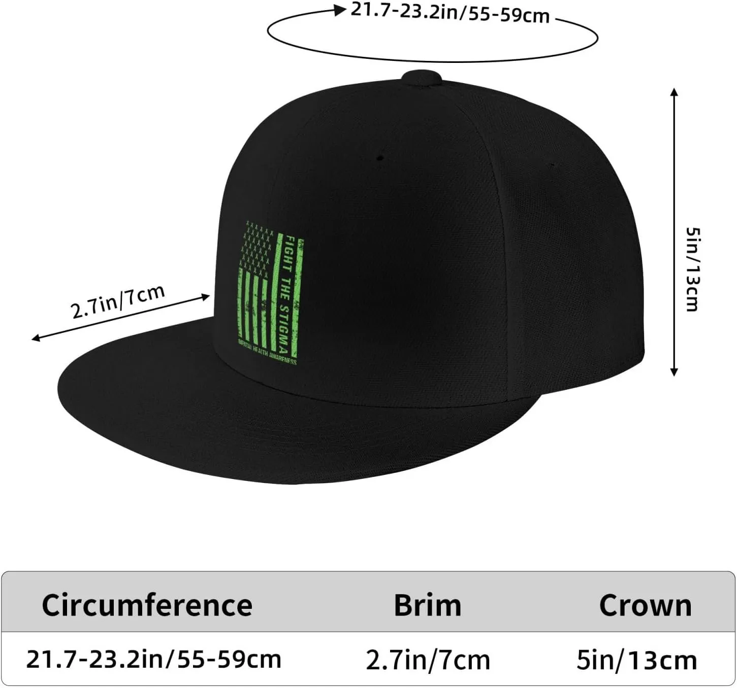 End The Stigma Mental Health Awareness American Flag Trucker Hat for Men Snapback Hats Baseball Cap Flat Brim Hats