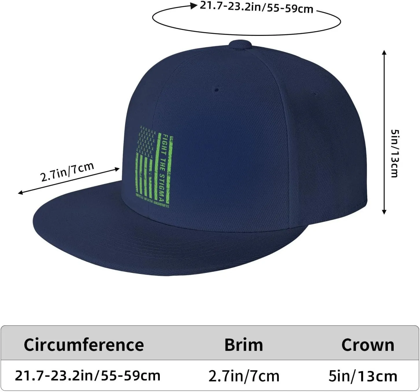 End The Stigma Mental Health Awareness American Flag Trucker Hat for Men Snapback Hats Baseball Cap Flat Brim Hats