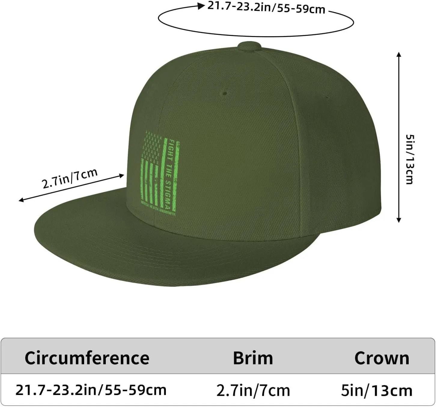 End The Stigma Mental Health Awareness American Flag Trucker Hat for Men Snapback Hats Baseball Cap Flat Brim Hats