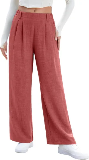 EVALESS Women's Wide Leg Pants High Waisted Business Work Casual Trousers 2025 Summer Comfy Palazzo Pants with Pockets