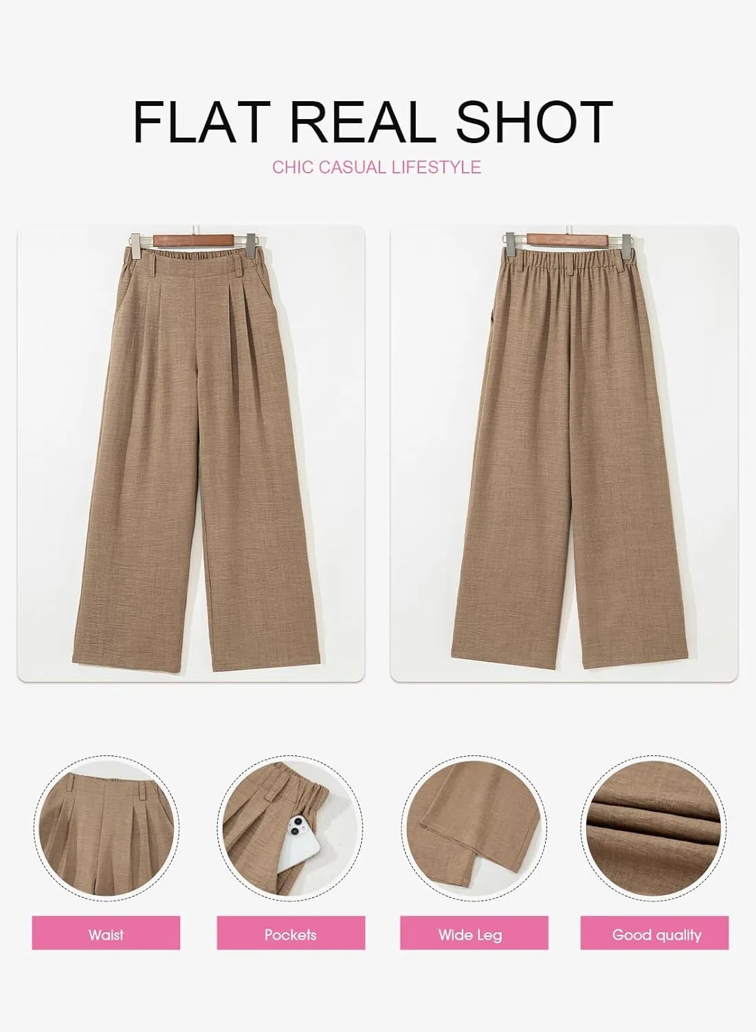EVALESS Women's Wide Leg Pants High Waisted Business Work Casual Trousers 2025 Summer Comfy Palazzo Pants with Pockets