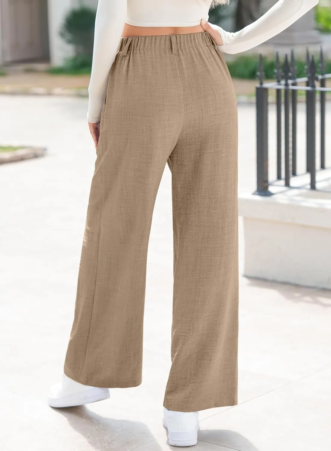 EVALESS Women's Wide Leg Pants High Waisted Business Work Casual Trousers 2025 Summer Comfy Palazzo Pants with Pockets