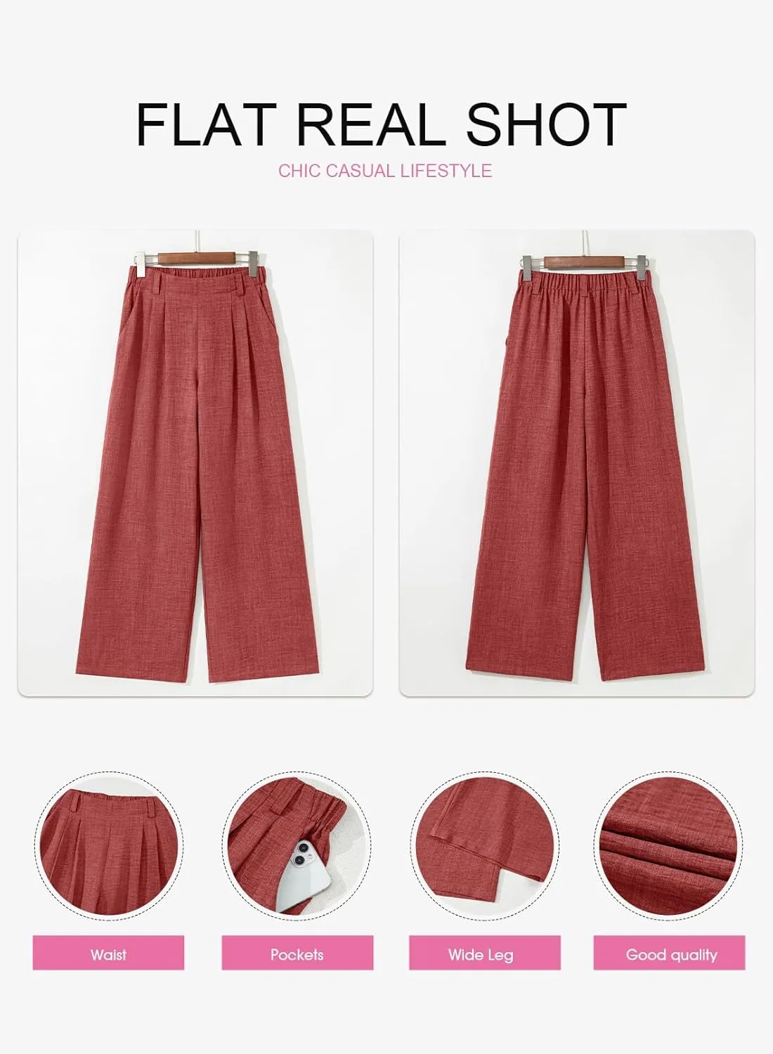 EVALESS Women's Wide Leg Pants High Waisted Business Work Casual Trousers 2025 Summer Comfy Palazzo Pants with Pockets