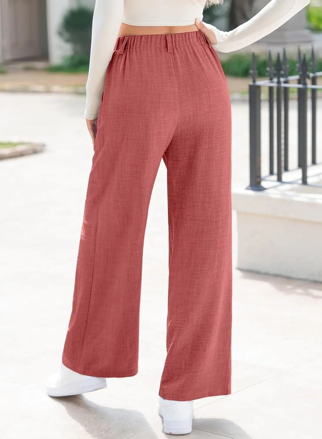 EVALESS Women's Wide Leg Pants High Waisted Business Work Casual Trousers 2025 Summer Comfy Palazzo Pants with Pockets