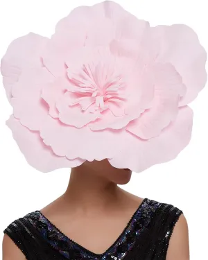 Fascinators Hats for Women Derby Hats Organza Flower Wide Brim Sun Hat Women Wedding Flower Hair Clip Tea Headband