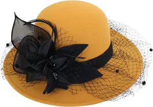 Fedora Hats for Women Fashionable Wide Brim Tea Party Sunday Afternooon Derby Church Floral Hat Easter Bonnet