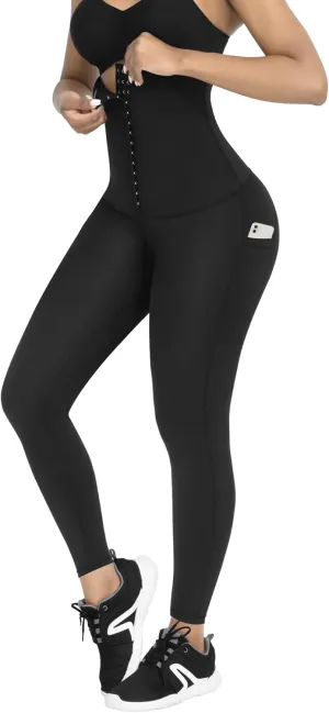 FeelinGirl High Waisted Leggings for Women Tummy Control Waist Trainer Thigh Slimming Compression Yoga Pants with Pockets