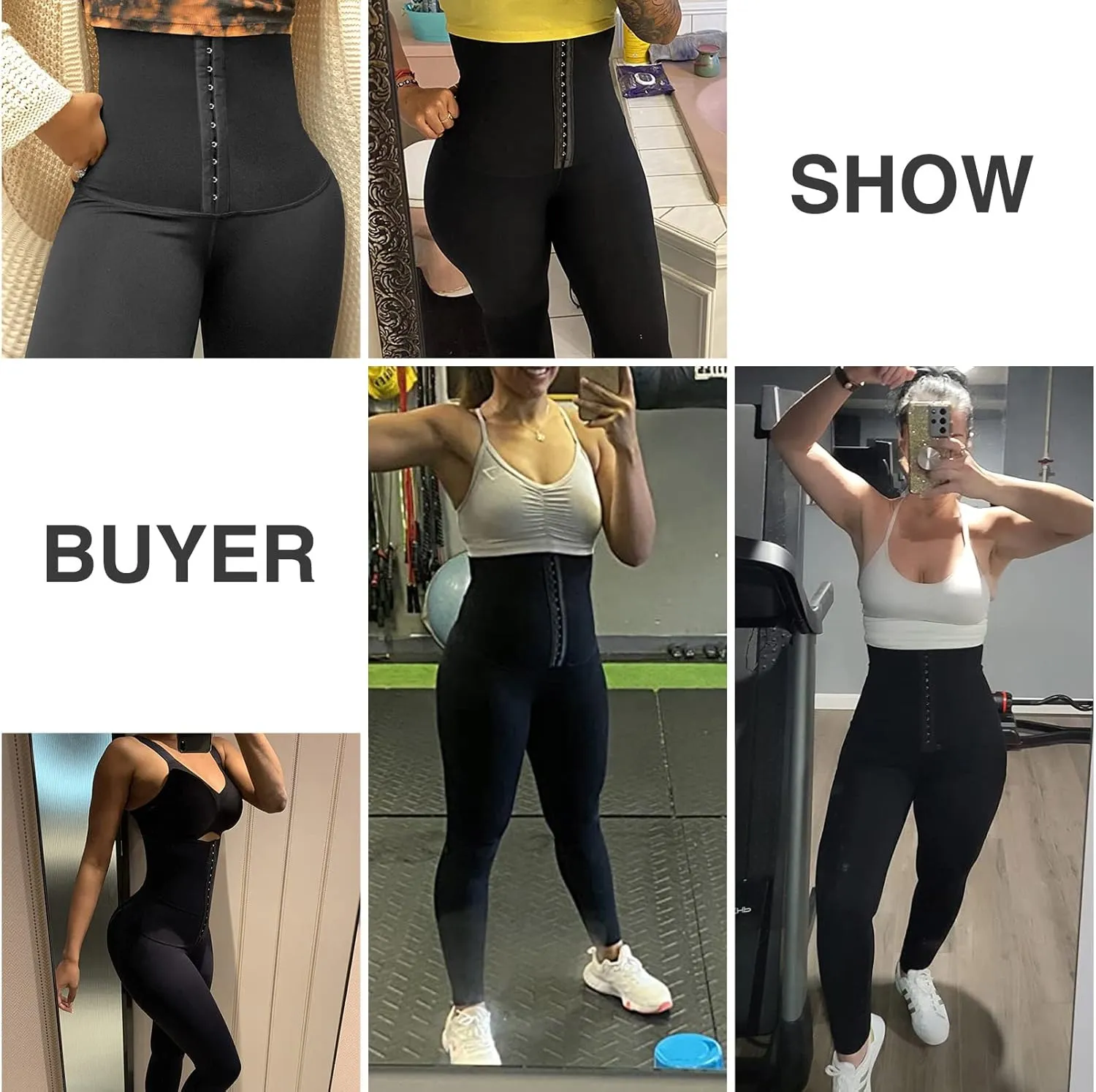 FeelinGirl High Waisted Leggings for Women Tummy Control Waist Trainer Thigh Slimming Compression Yoga Pants with Pockets