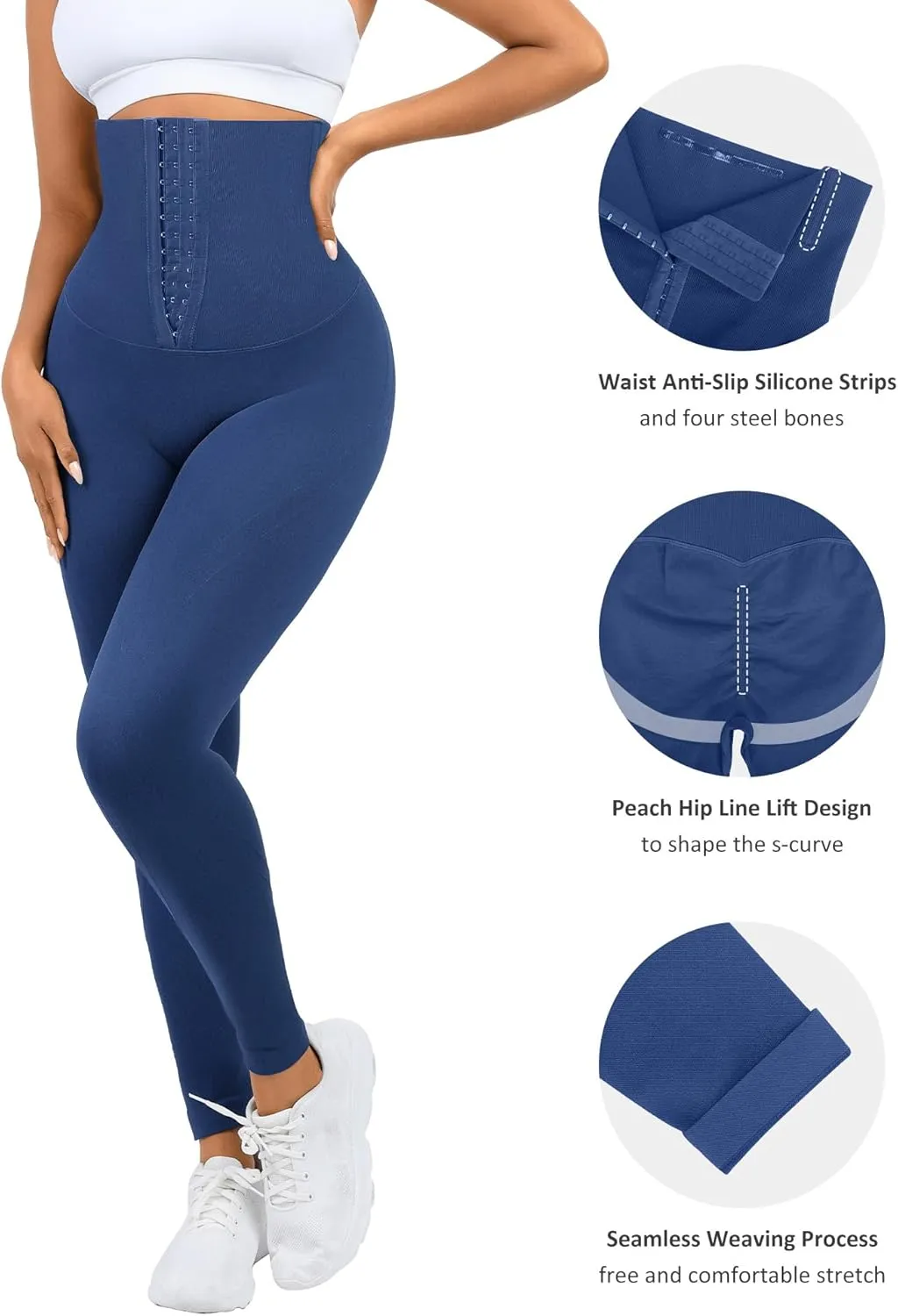 FeelinGirl Leggings for Women Tummy Control High Waist Seamless Activewear Corset Waist Trainer Workout Yoga Shaper Pants
