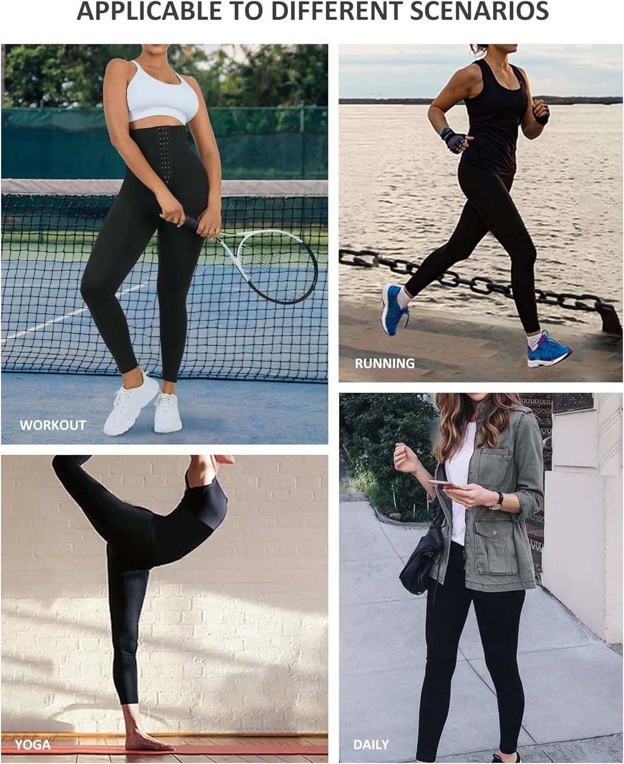 FeelinGirl Leggings for Women Tummy Control High Waist Seamless Activewear Corset Waist Trainer Workout Yoga Shaper Pants