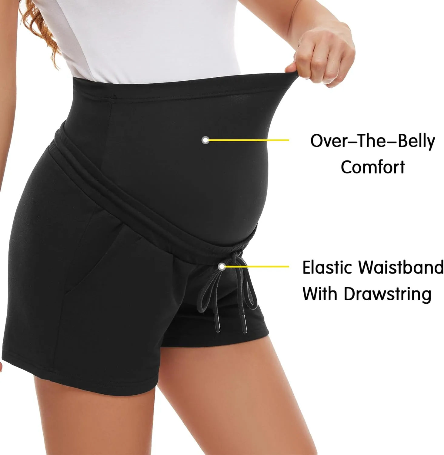 fitglam Women's Maternity Shorts Over The Belly Maternity Comfy Lounge Clothes Pregnancy Athletic Activewear with Pockets