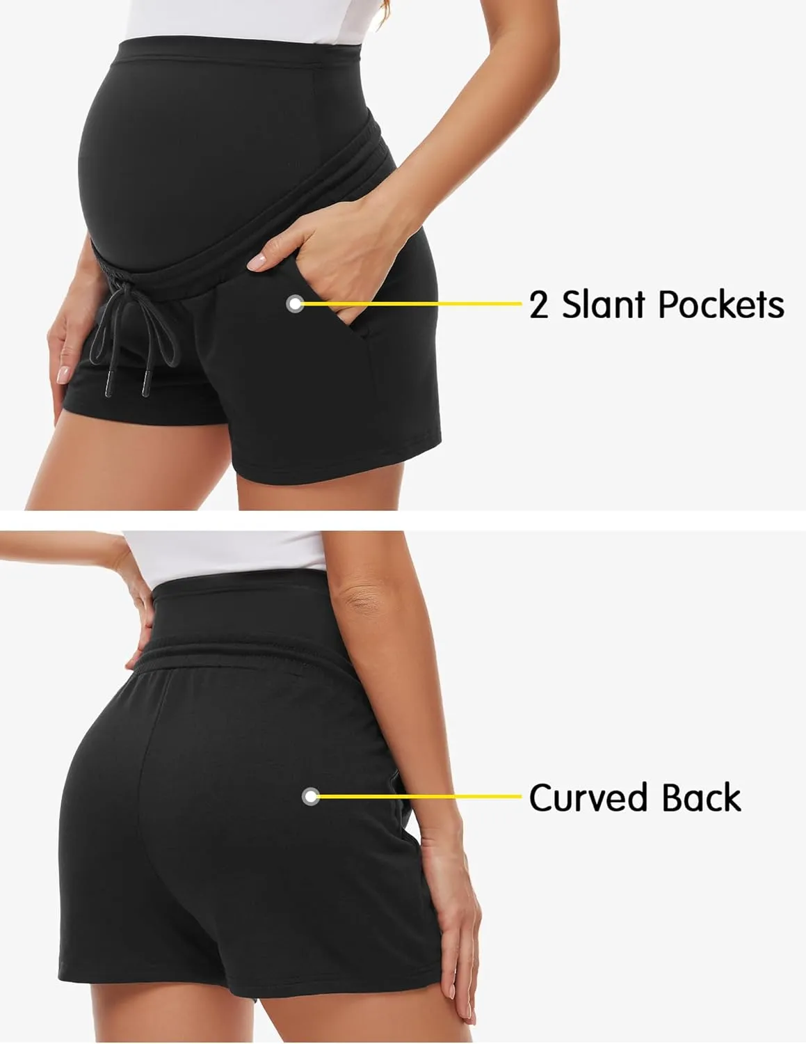 fitglam Women's Maternity Shorts Over The Belly Maternity Comfy Lounge Clothes Pregnancy Athletic Activewear with Pockets