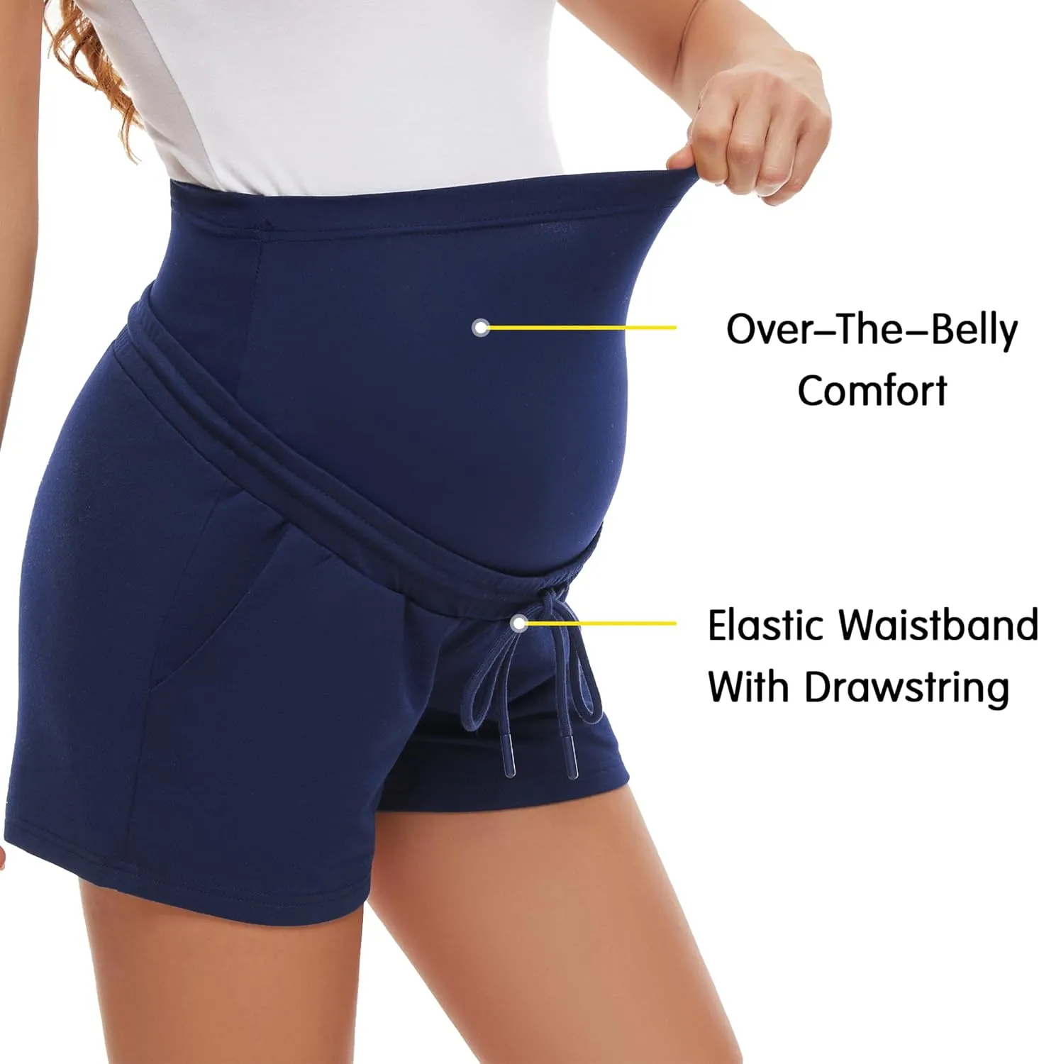 fitglam Women's Maternity Shorts Over The Belly Maternity Comfy Lounge Clothes Pregnancy Athletic Activewear with Pockets