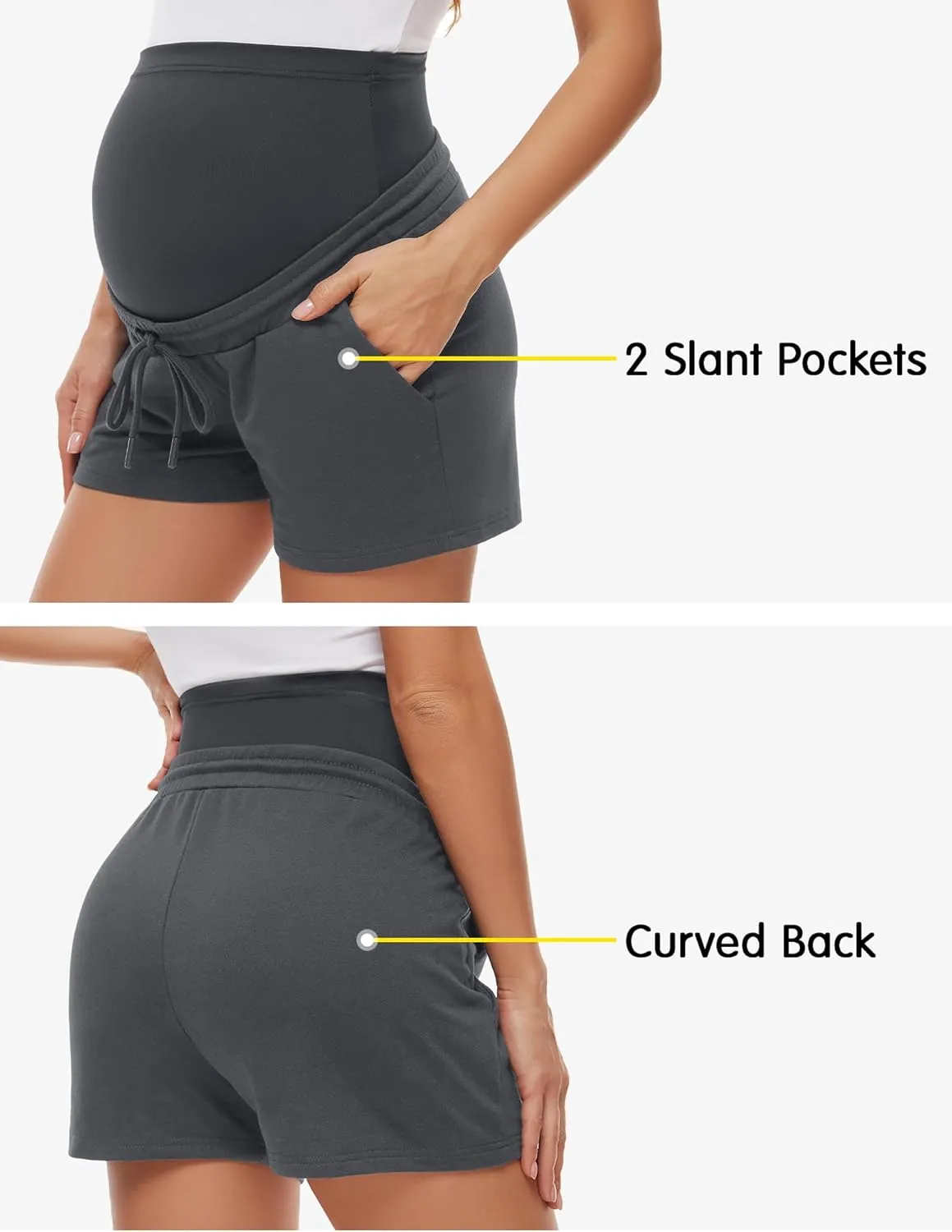fitglam Women's Maternity Shorts Over The Belly Maternity Comfy Lounge Clothes Pregnancy Athletic Activewear with Pockets